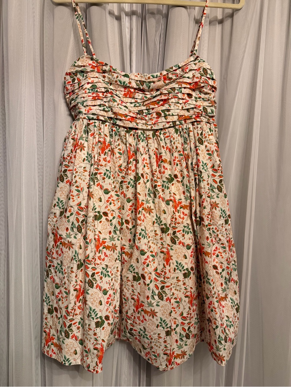 All in Favor Cream Mini Dress with Orange & Green Floral Print
